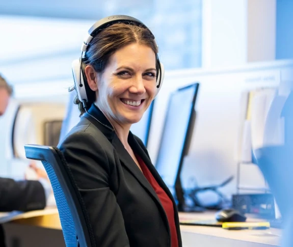 smiling customer service agent