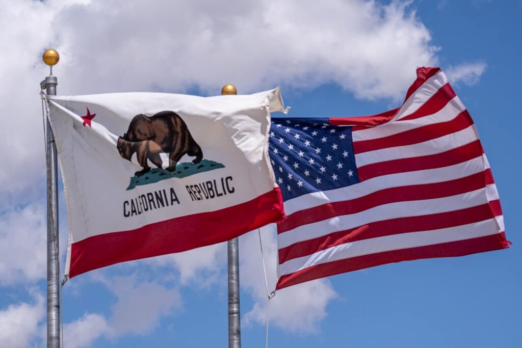 State flag blowing in the wind | California timeshare cancellation