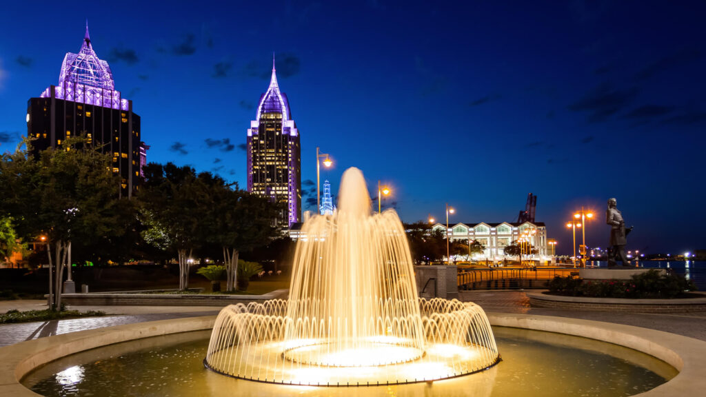 City skyline at night | Timeshare cancellation in Alabama