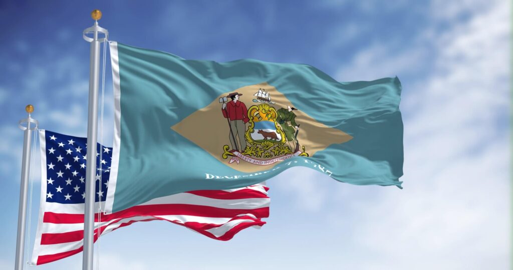 State flag waving in the wind | Timeshare cancellation in Delaware