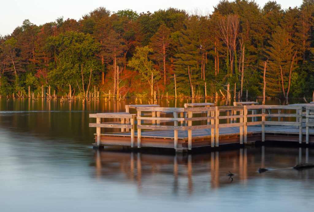 Park in the fall with a pier | Timeshare cancellation in Iowa