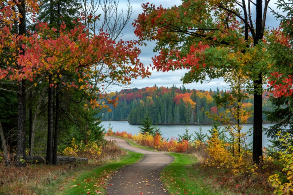 Vibrant autumn foliage near a lake | Michigan timeshare cancellation