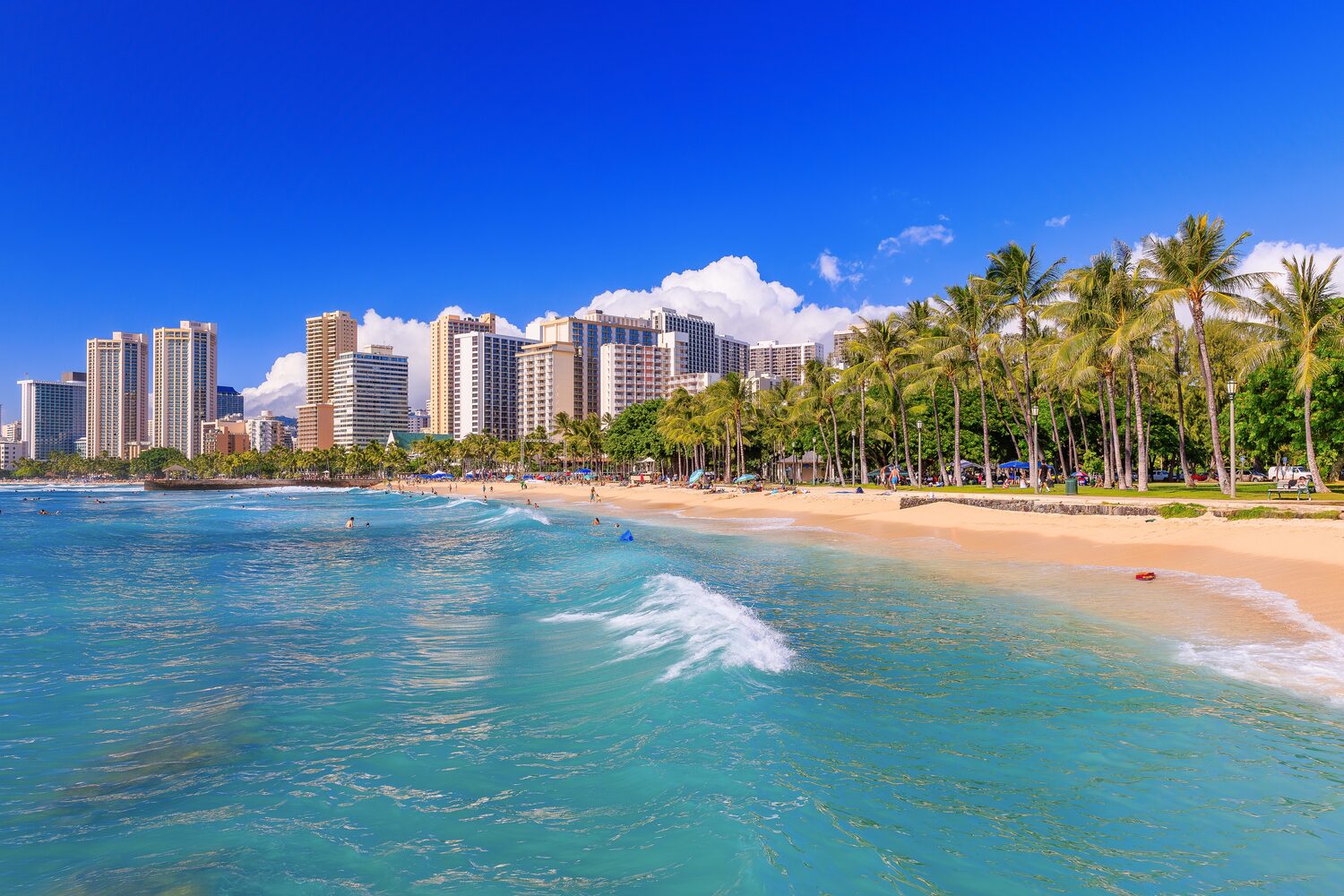 Honolulu skyline behind the beach | Hawaii timeshare cancellation