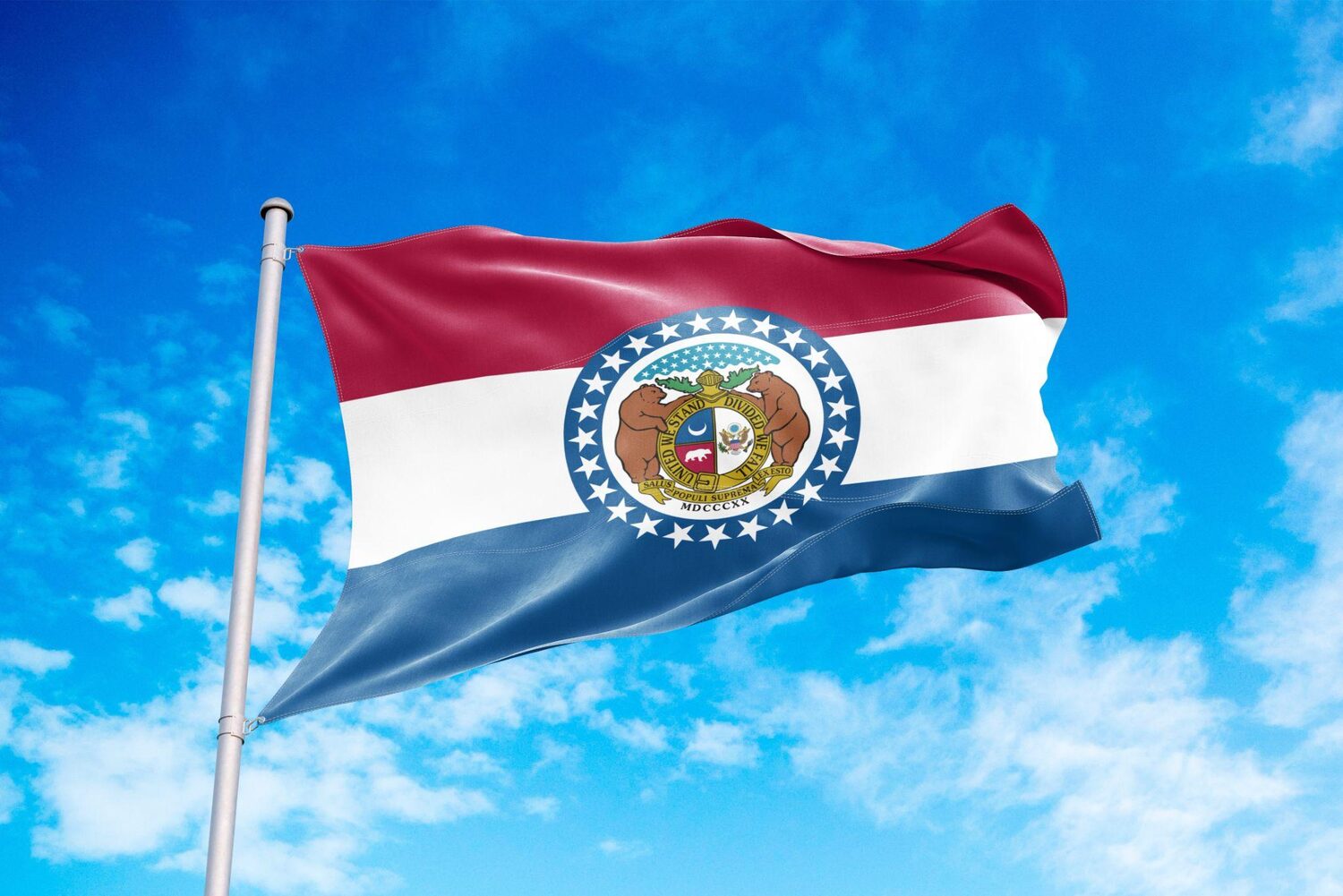 State flag waving in the wind | Missouri timeshare cancellation